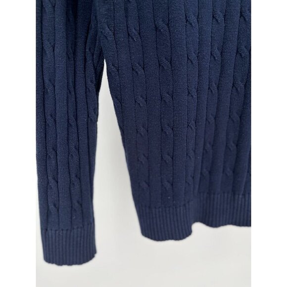 Abercrombie & Fitch V Neck Cable Knit Sweater Navy Blue Size Medium - Picture 4 of 11